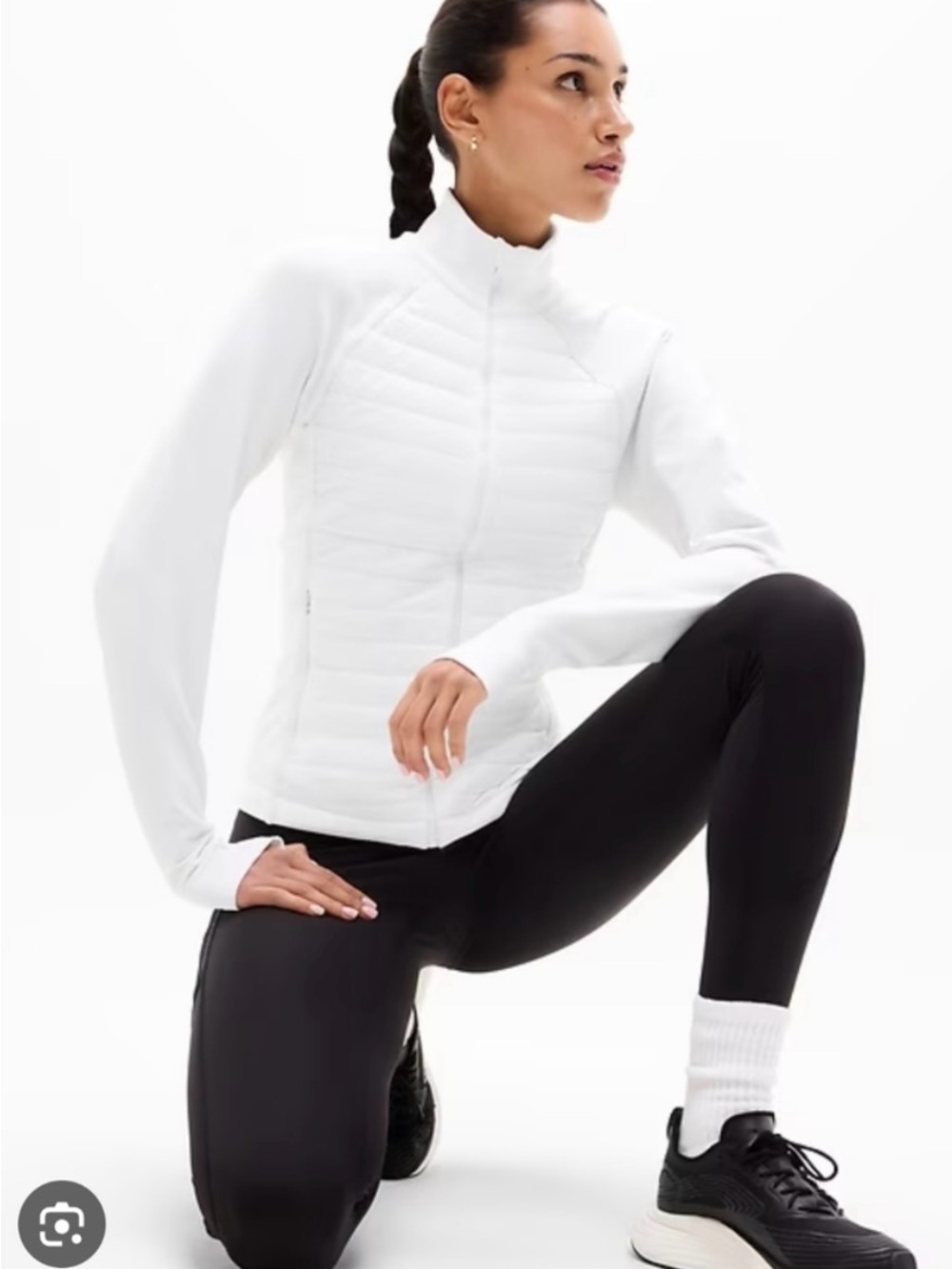 Athleta White Quilted Lightweight Zip-Up Running Jacket